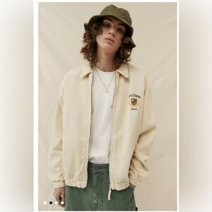 BDG Ecru Embroidered Corduroy Harrington oversized Jacket